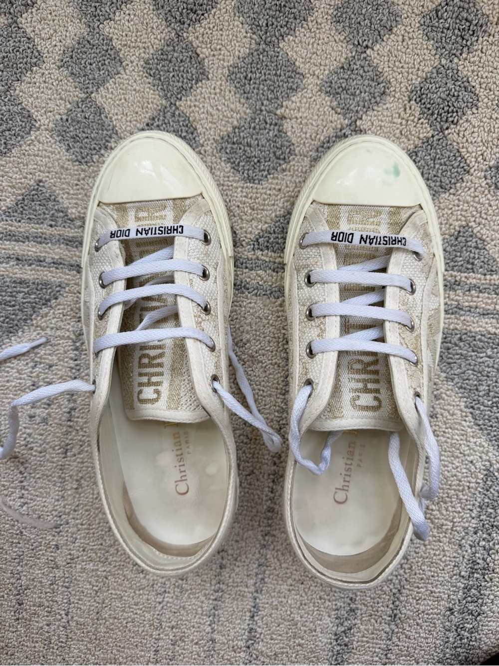 Dior Gold and White Sneakers